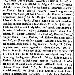 „Elítélt semiták és antisemiták. A pásztói zsidóüldözés.” (Forrás: Pesti Hírlap, 1882. 04. 20., 14. o.)
